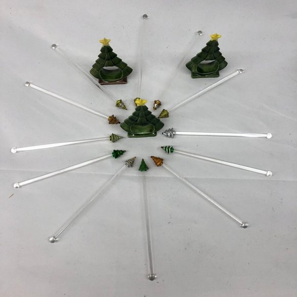 Christmas Tree Napkin Rings (3) & Stir Sticks (12) - Picture 4 of 8